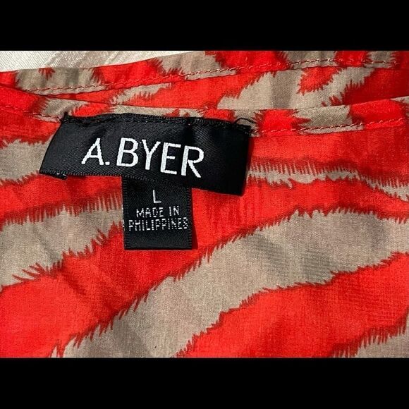 A. Byer‎ Orange/Tan Striped Sleeveless Dress L - Picture 2 of 6